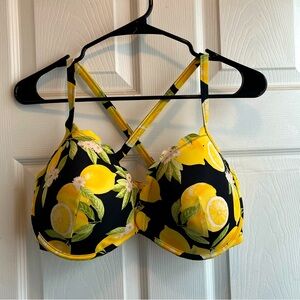 Lemon Print Bikini Top
